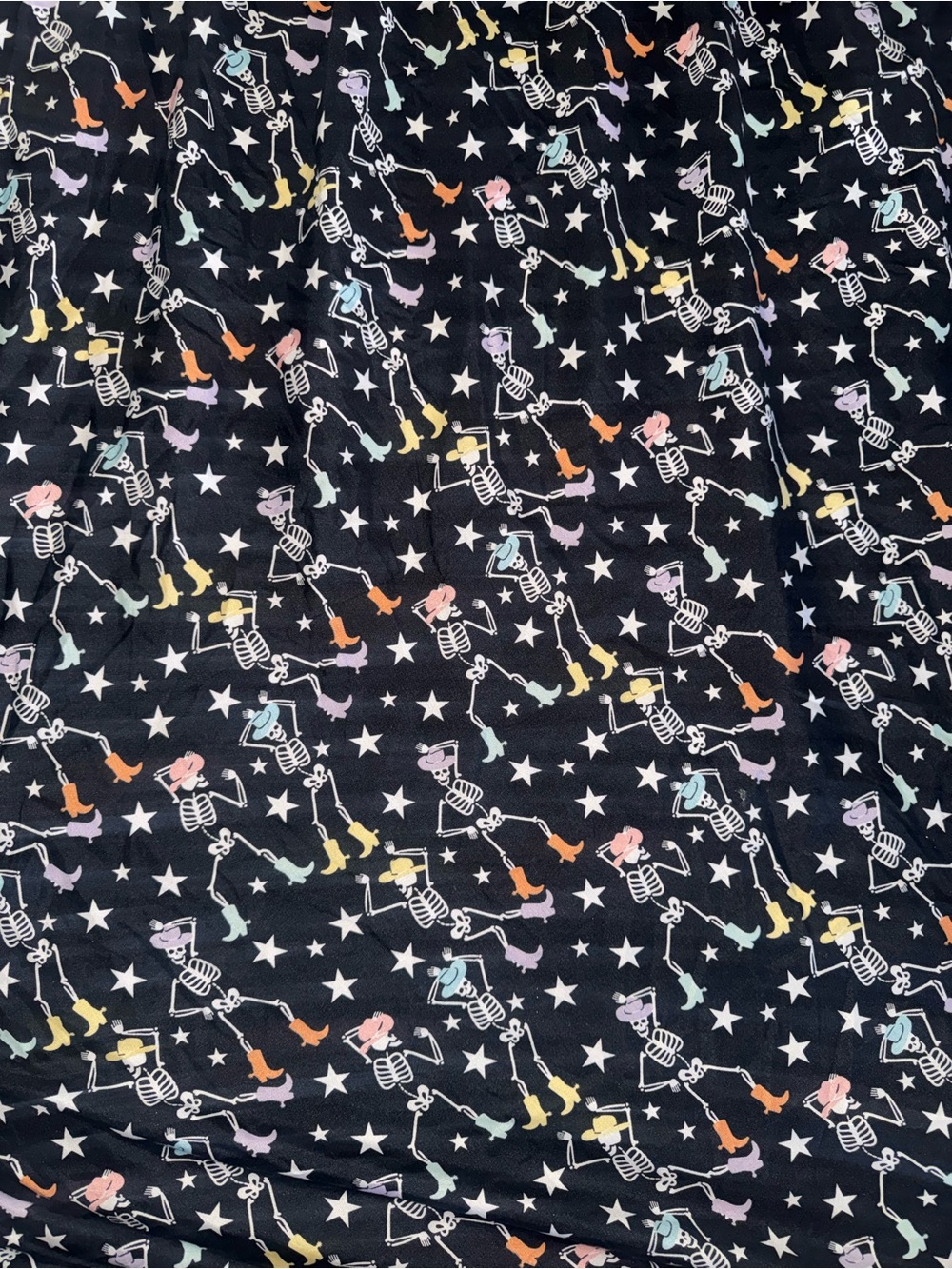 Sweet and Spooky Multicolor Dancing Cowboy Skeleton Halloween Bedding Sheet Set